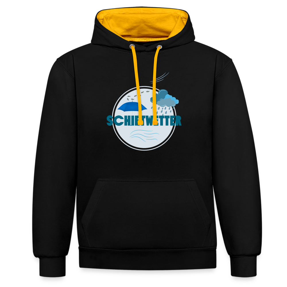 Kontrast-Hoodie - Schietwetter rund - Schwarz/Gold