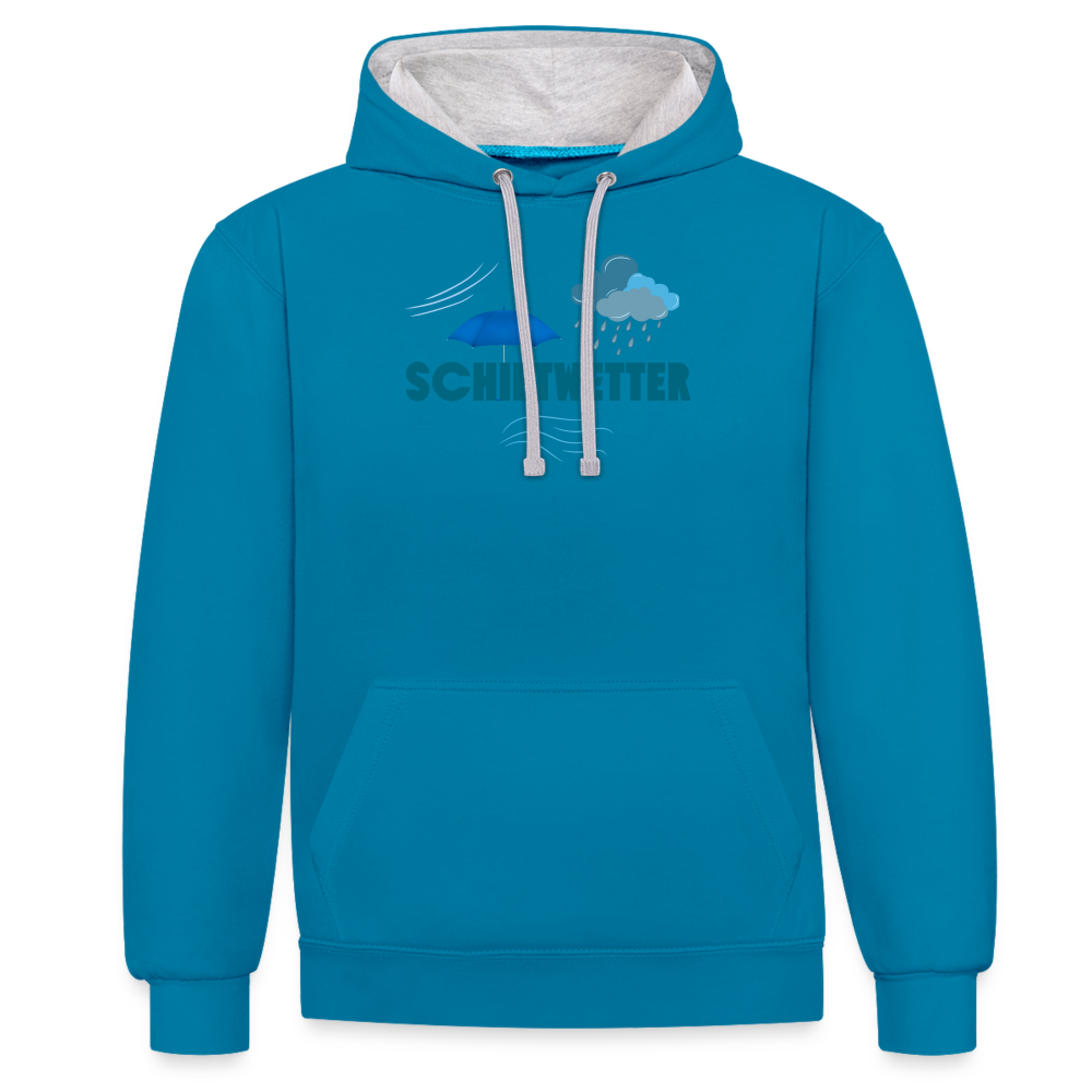 Kontrast-Hoodie - Schietwetter - Pfauenblau/Grau meliert