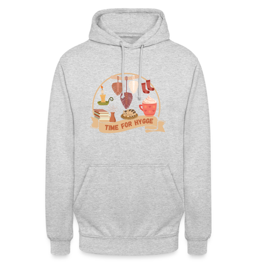 Unisex Hoodie - Time for Hygge MIX - Hellgrau meliert