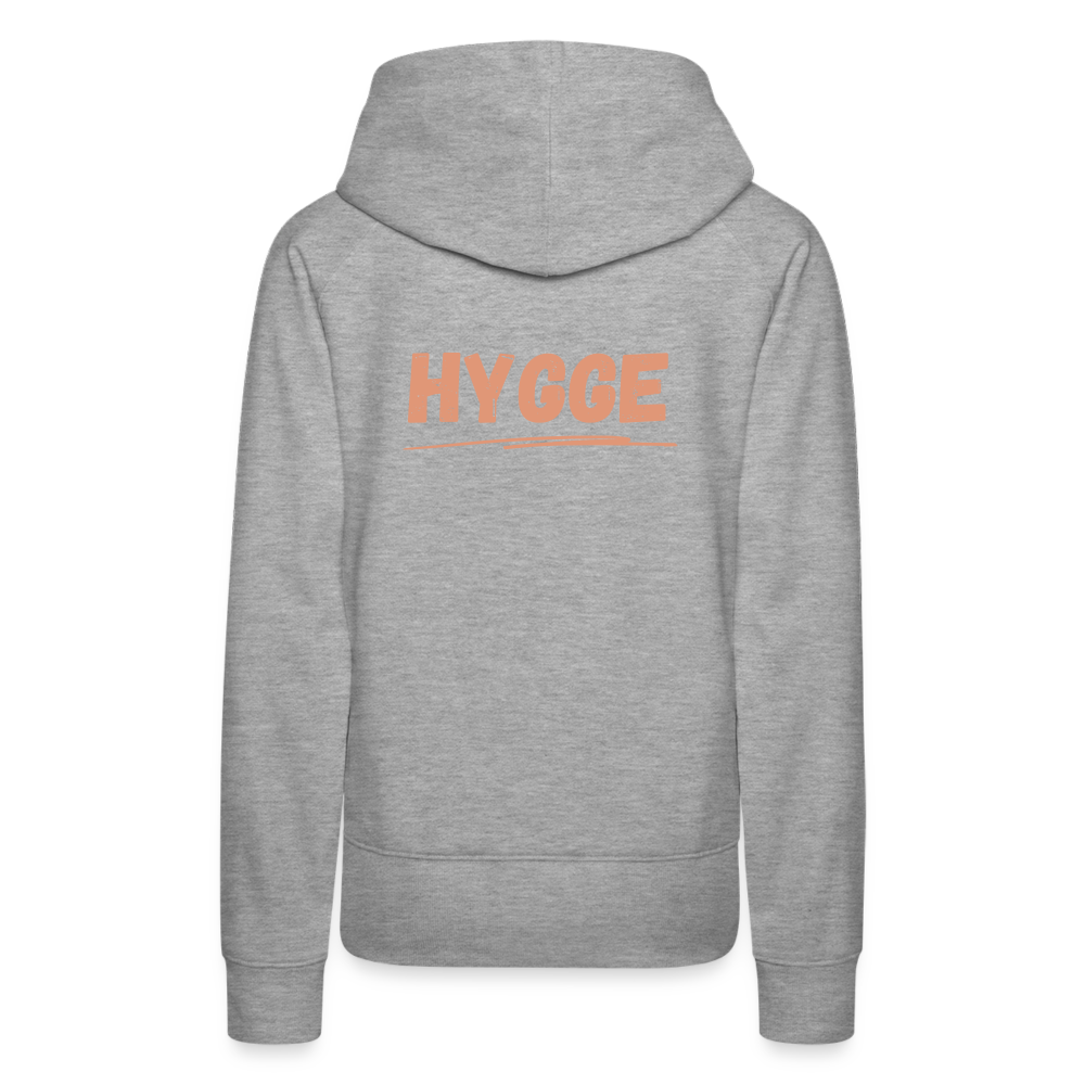 Frauen Premium Hoodie - Hygge (Rücken) - Grau meliert