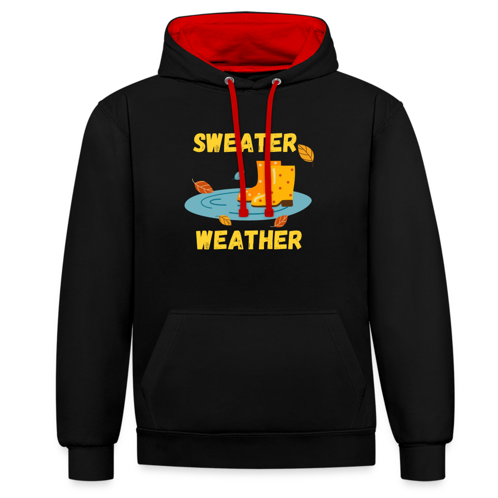 Kontrast-Hoodie - Sweater Weather (gelb) - Schwarz/Rot