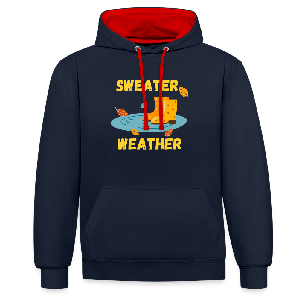 Kontrast-Hoodie - Sweater Weather (gelb) - Navy/Rot