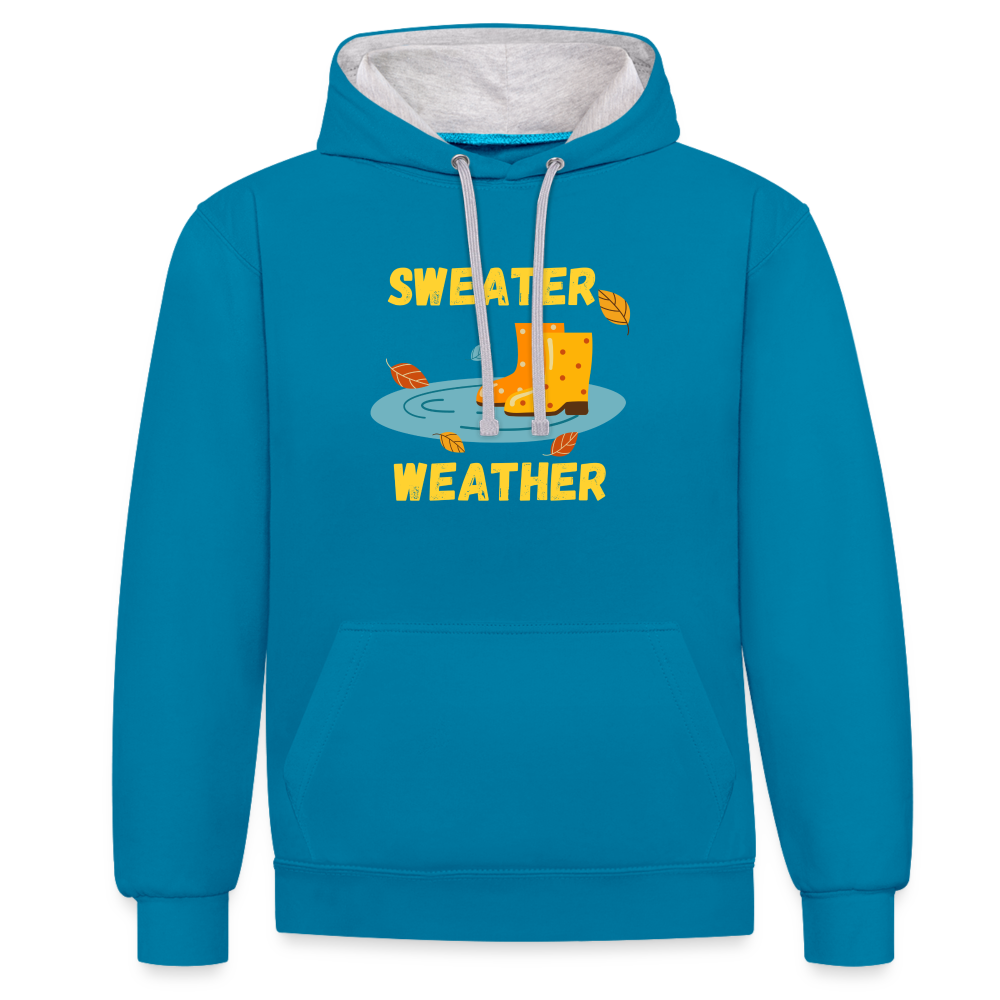 Kontrast-Hoodie - Sweater Weather (gelb) - Pfauenblau/Grau meliert