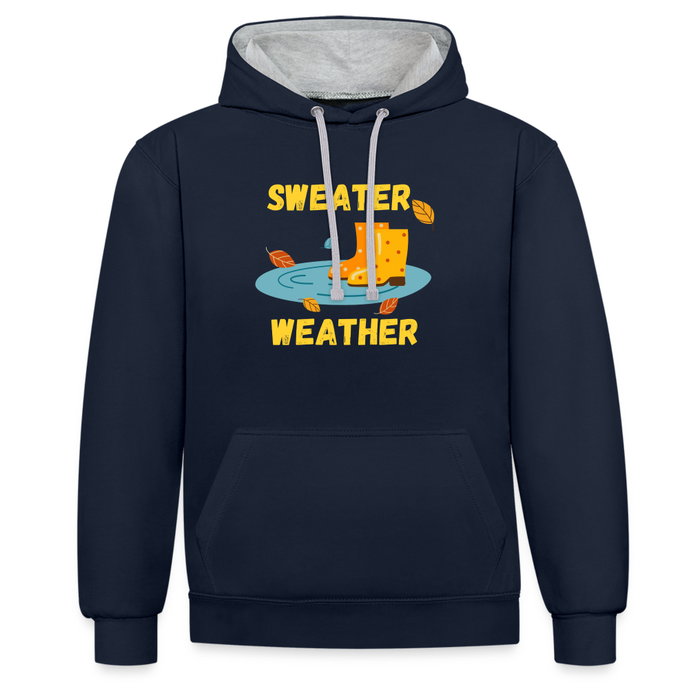 Kontrast-Hoodie - Sweater Weather (gelb) - Navy/Grau meliert