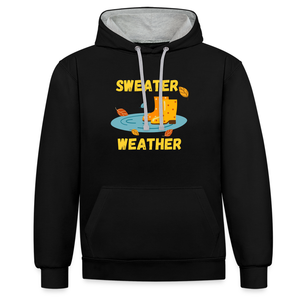 Kontrast-Hoodie - Sweater Weather (gelb) - Schwarz/Grau meliert