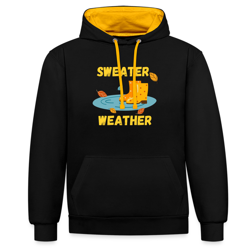 Kontrast-Hoodie - Sweater Weather (gelb) - Schwarz/Gold