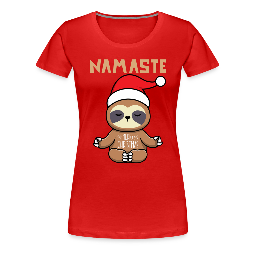 Frauen Premium T-Shirt - Christmas Yoga Faultier - Rot