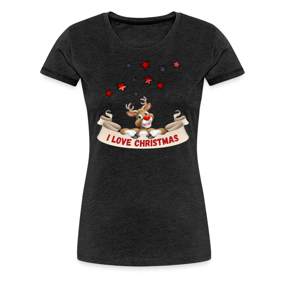 Frauen Premium T-Shirt - I love Christmas Rudolph - Anthrazit