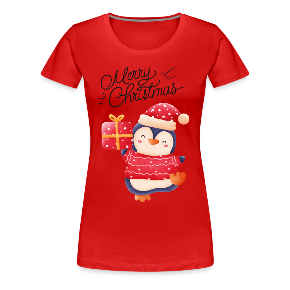 Frauen Premium T-Shirt - Merry Christmas Penguin - Rot