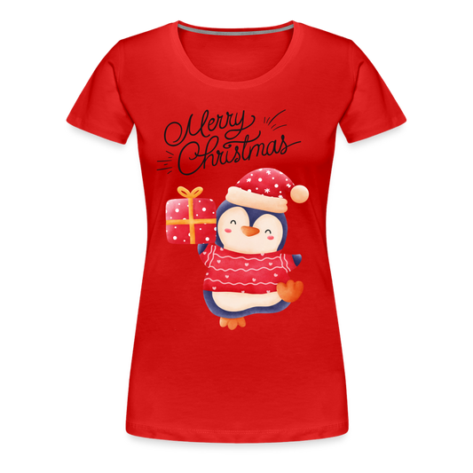 Frauen Premium T-Shirt - Merry Christmas Penguin - Rot