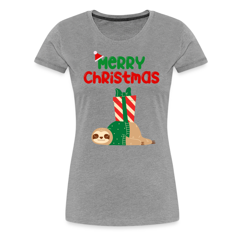 Frauen Premium T-Shirt - Merry Christmas Faultier schlafend - Grau meliert