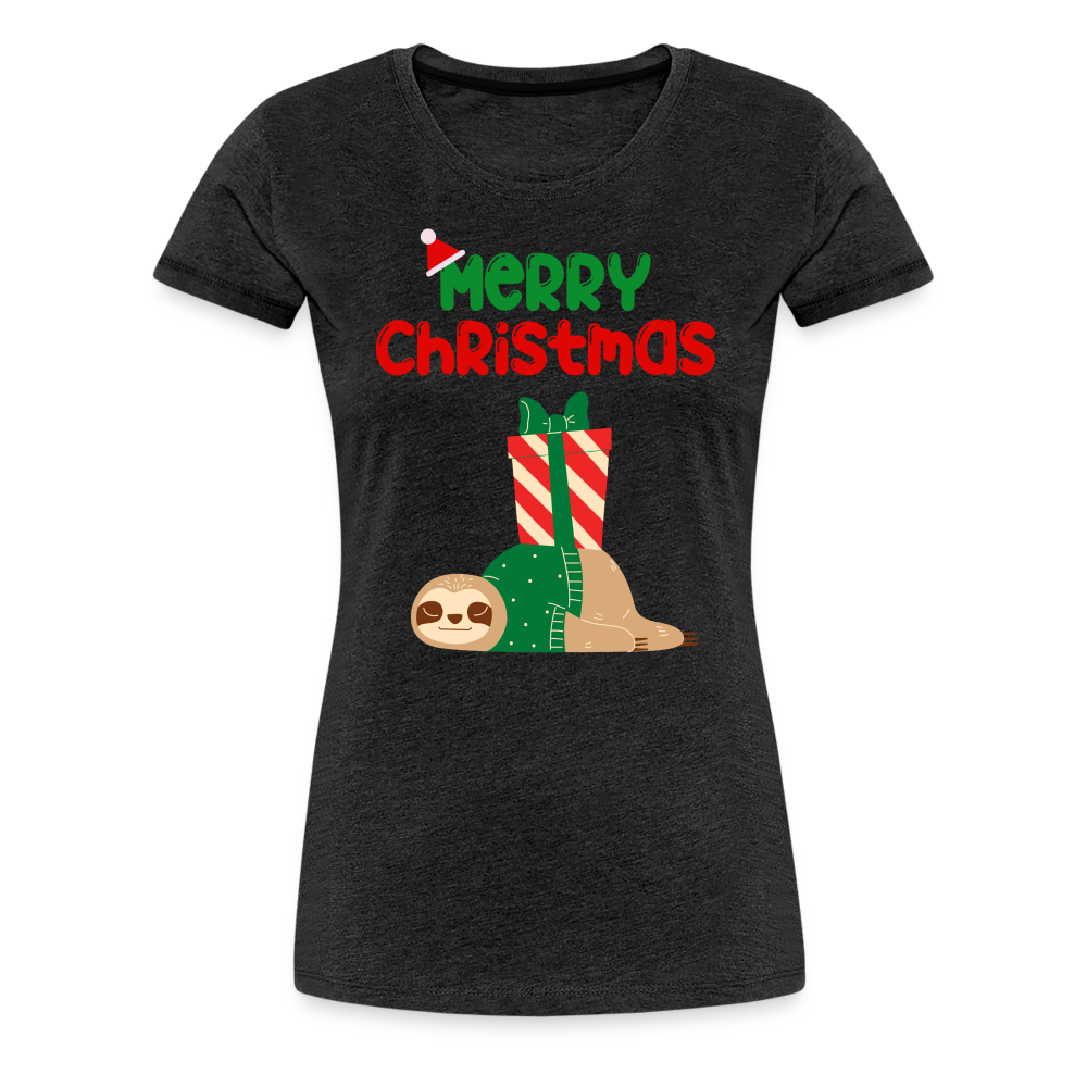 Frauen Premium T-Shirt - Merry Christmas Faultier schlafend - Anthrazit