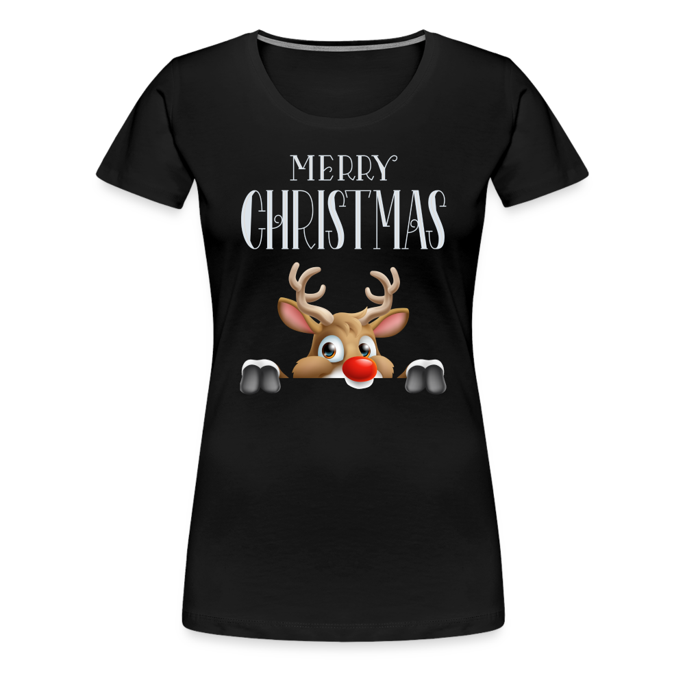 Frauen Premium T-Shirt - Merry Christmas Red Nose - Schwarz