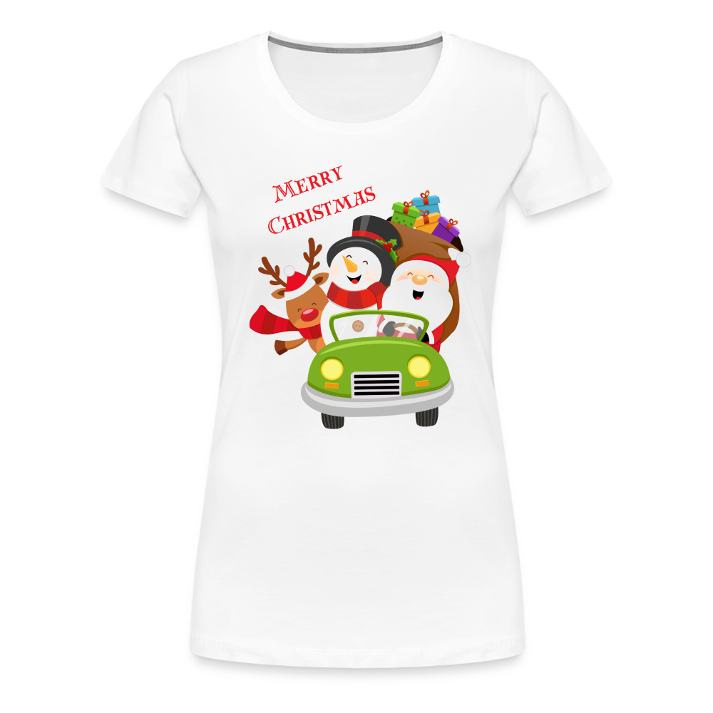 Frauen Premium T-Shirt - Christmas Car - weiß