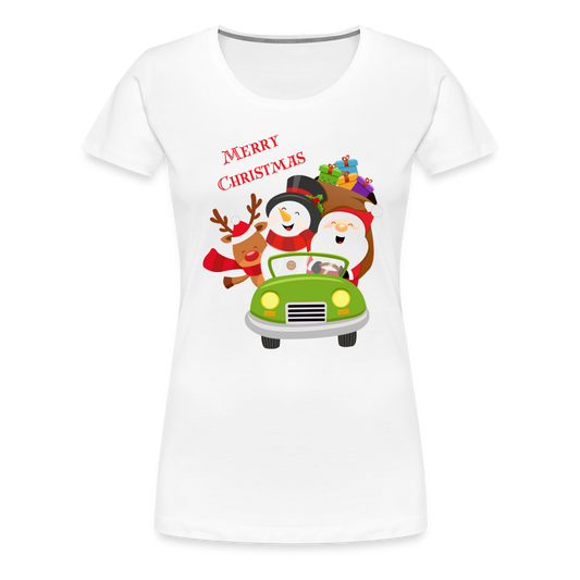 Frauen Premium T-Shirt - Christmas Car - weiß