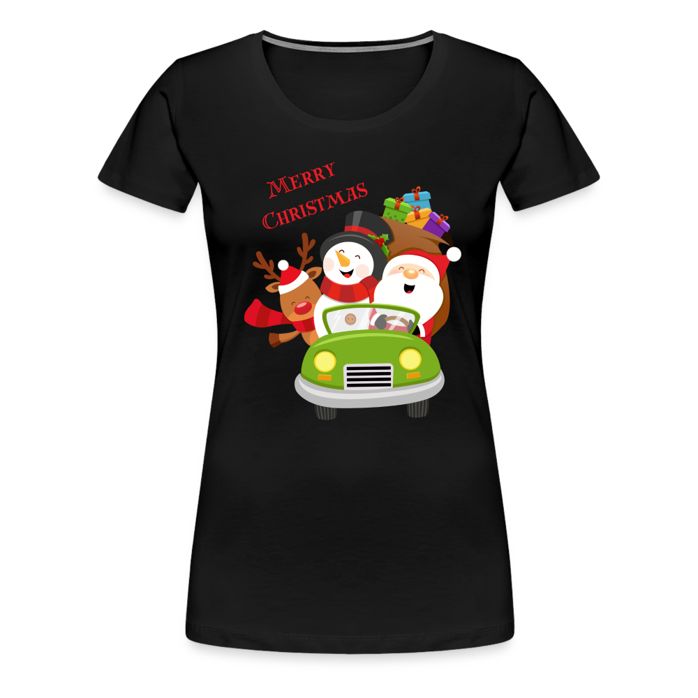 Frauen Premium T-Shirt - Christmas Car - Schwarz