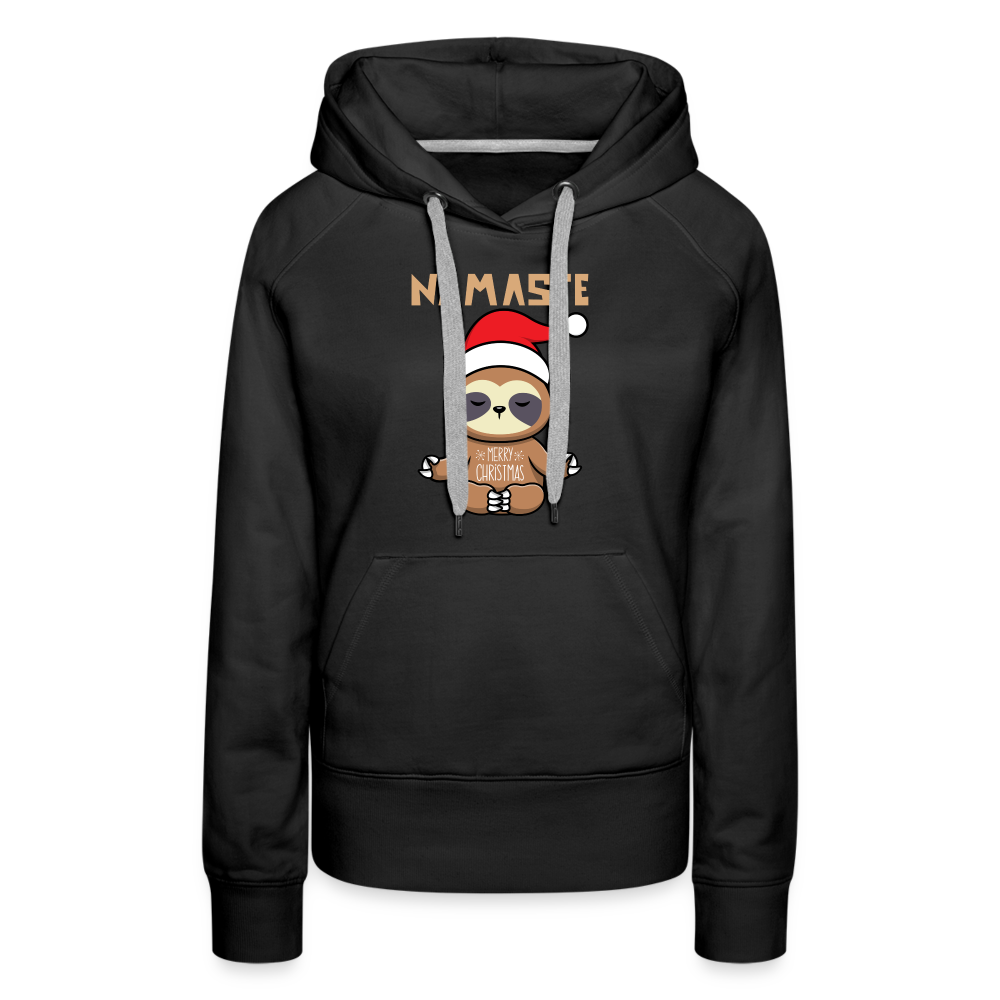 Frauen Premium Hoodie - Christmas Yoga Faultier - Schwarz