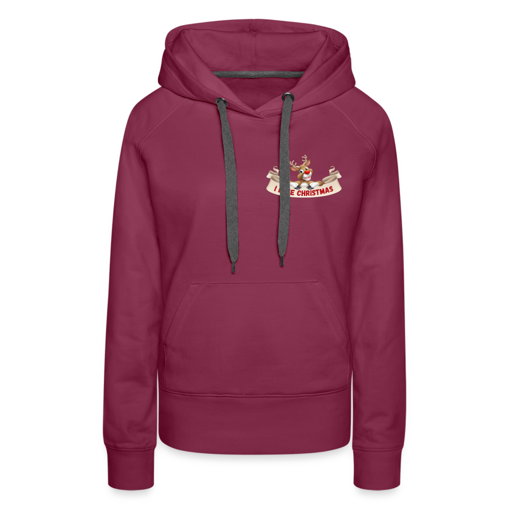 Frauen Premium Hoodie - I love Christmas Rudolph - Bordeaux