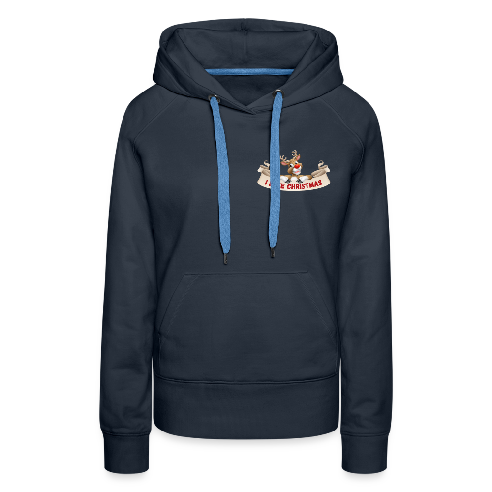 Frauen Premium Hoodie - I love Christmas Rudolph - Navy