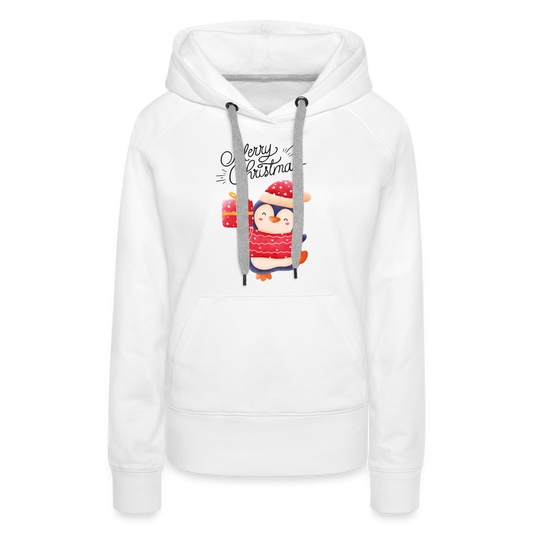 Frauen Premium Hoodie - Merry Christmas Penguin - weiß