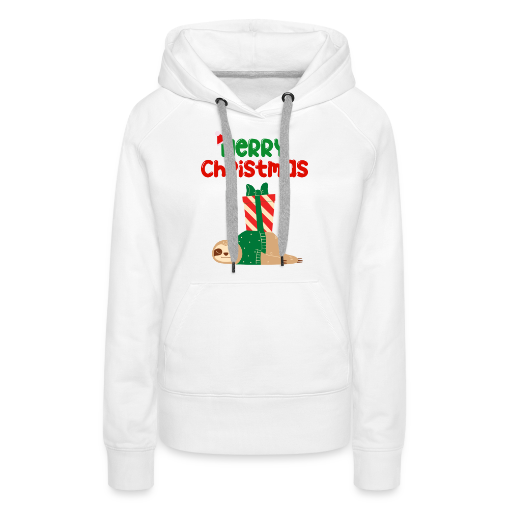 Frauen Premium Hoodie - Merry Christmas Faultier schlafend - weiß