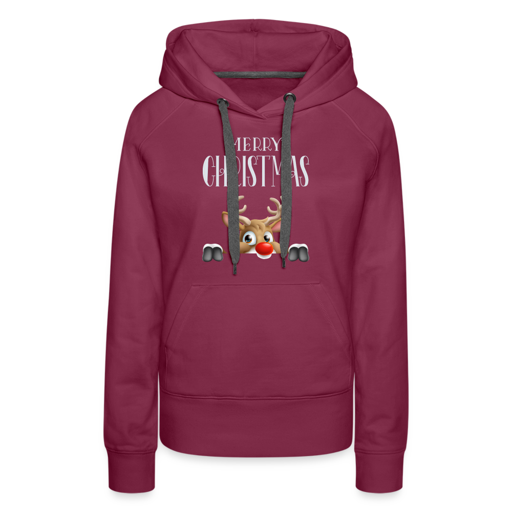 Frauen Premium Hoodie - Merry Christmas Red Nose - Bordeaux