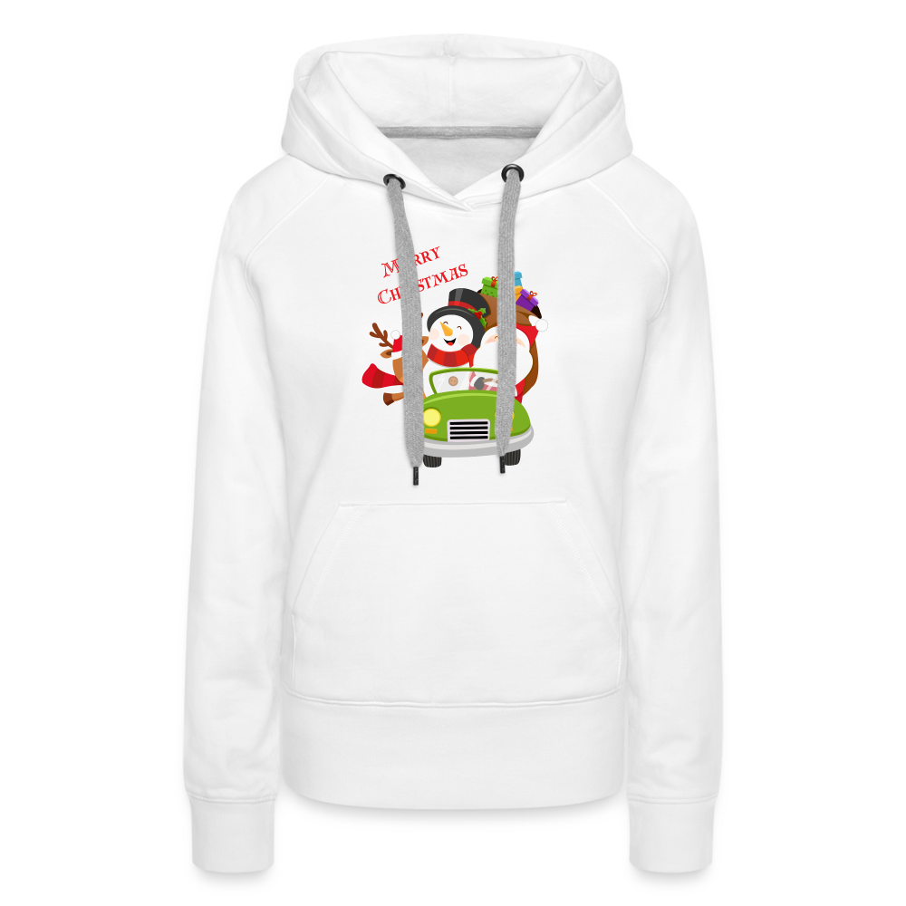 Frauen Premium Hoodie - Christmas Car - weiß