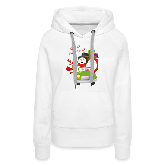 Frauen Premium Hoodie - Christmas Car - weiß