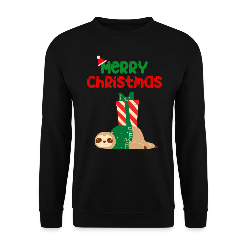 Unisex Pullover - Merry Christmas Faultier schlafend - Schwarz