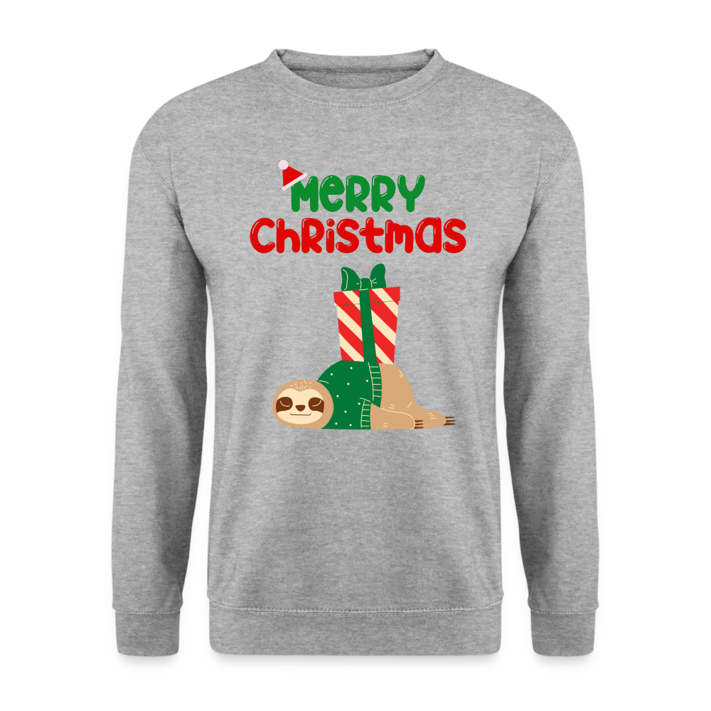 Unisex Pullover - Merry Christmas Faultier schlafend - Weißgrau meliert