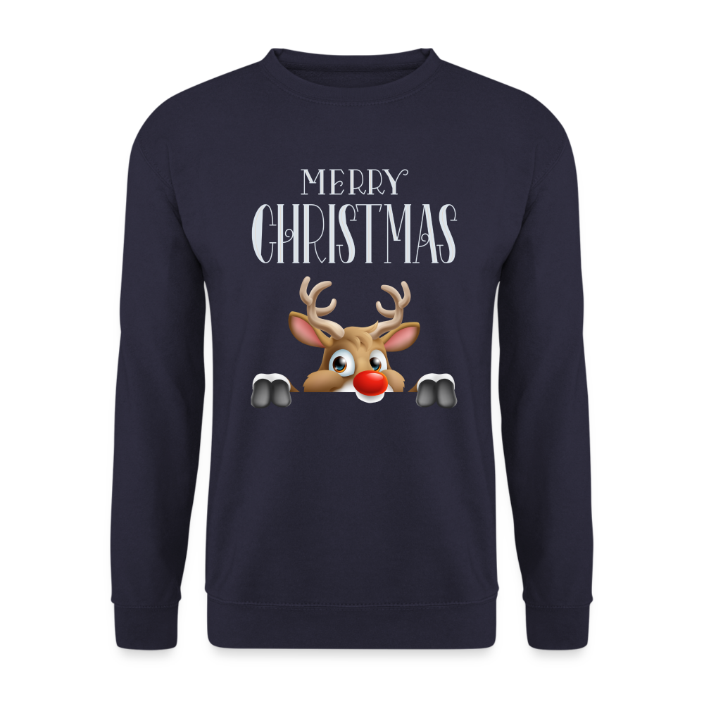 Unisex Pullover - Merry Christmas Red Nose - Navy