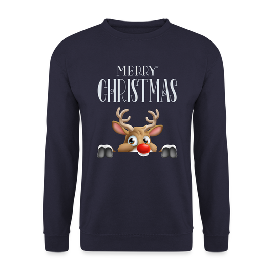 Unisex Pullover - Merry Christmas Red Nose - Navy