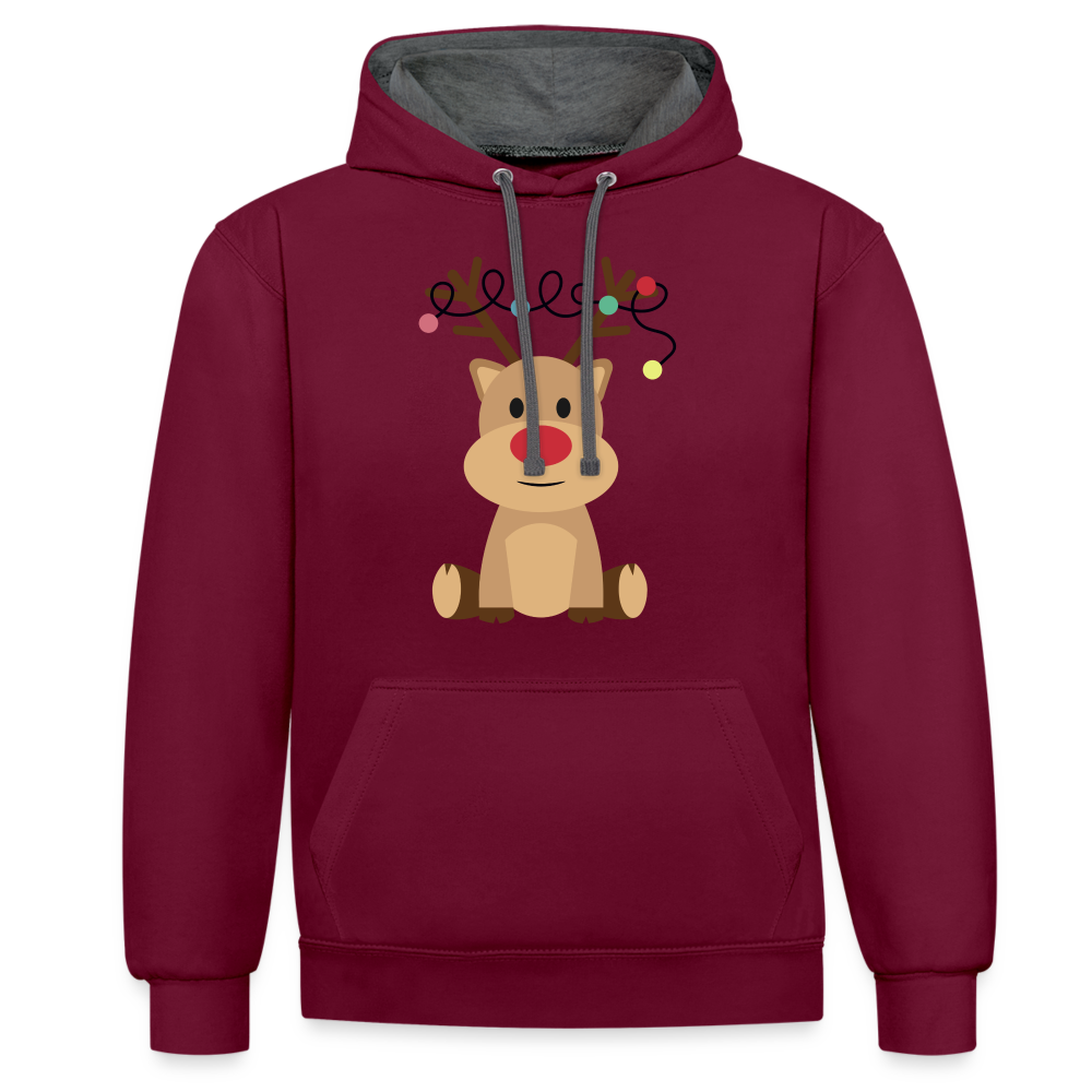 Kontrast-Hoodie - Lichterrudolph - Weinrot/Anthrazit