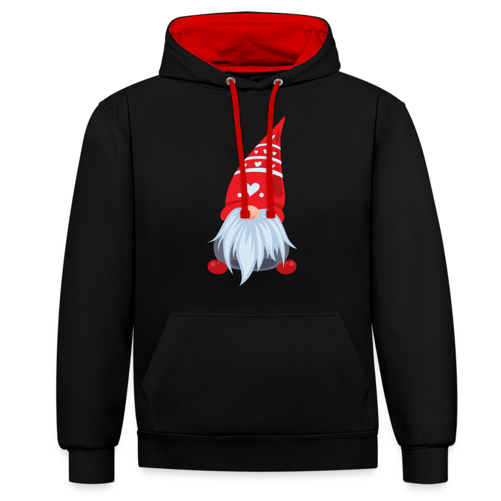 Kontrast-Hoodie - Herzwichtel - Schwarz/Rot