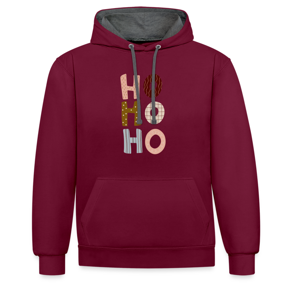 Kontrast-Hoodie - Hohoho rosé - Weinrot/Anthrazit