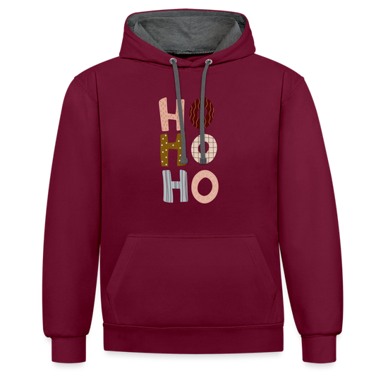 Kontrast-Hoodie - Hohoho rosé - Weinrot/Anthrazit