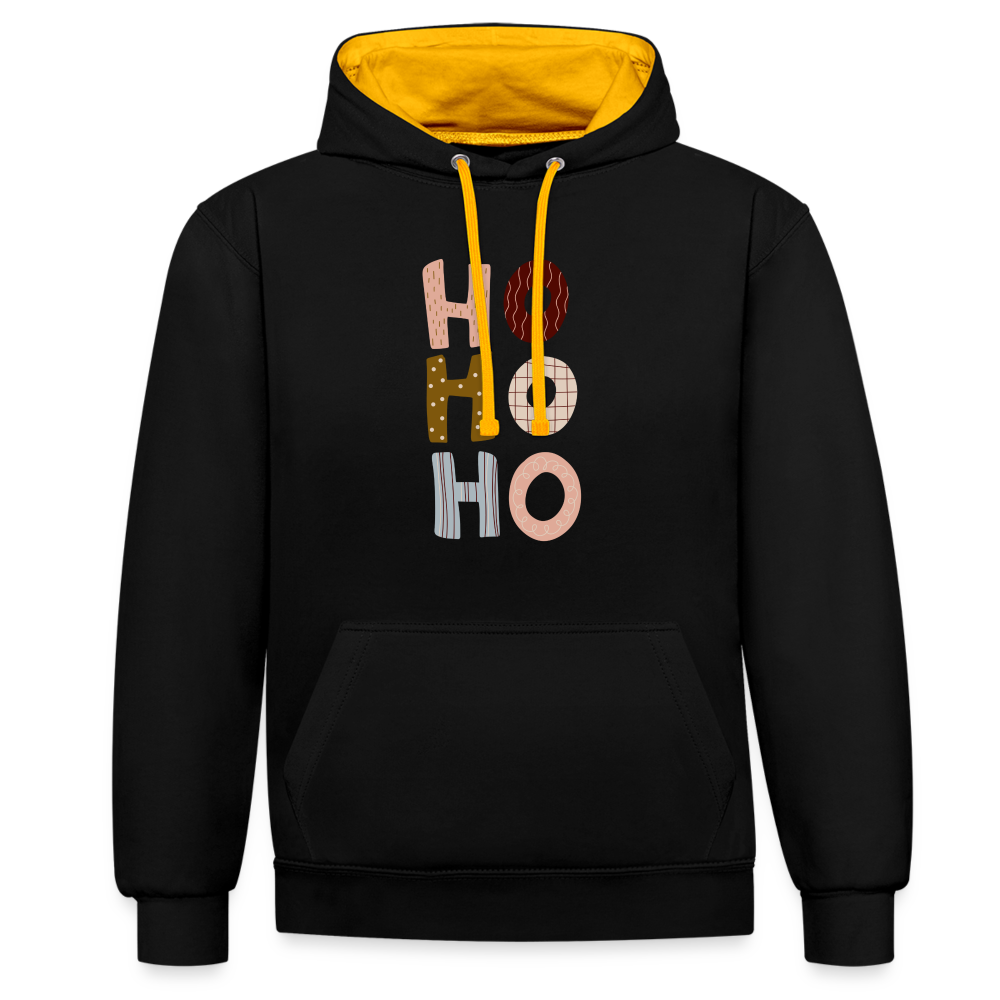 Kontrast-Hoodie - Hohoho rosé - Schwarz/Gold