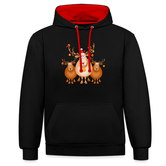 Kontrast-Hoodie - Elch Team - Schwarz/Rot