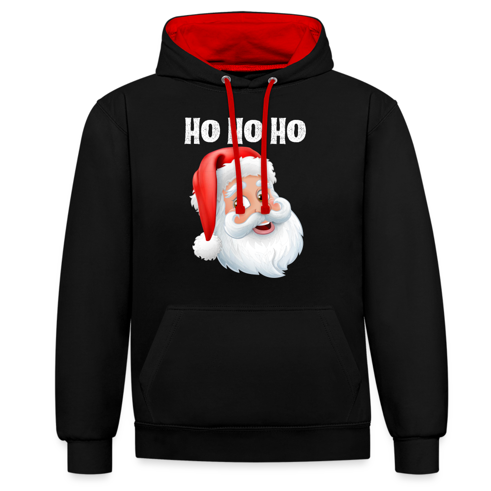 Kontrast-Hoodie - Santa Hohoho white - Schwarz/Rot