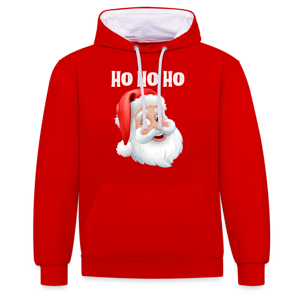 Kontrast-Hoodie - Santa Hohoho white - Rot/Weiß