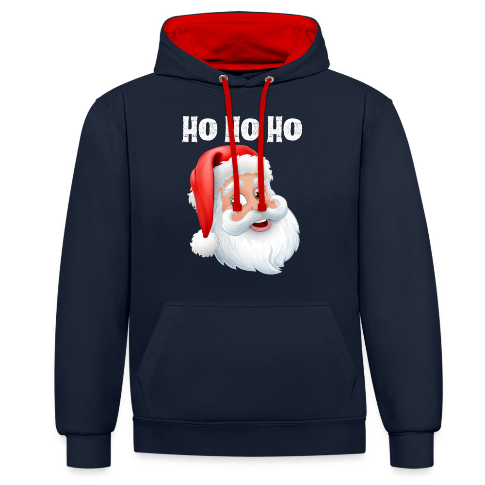 Kontrast-Hoodie - Santa Hohoho white - Navy/Rot