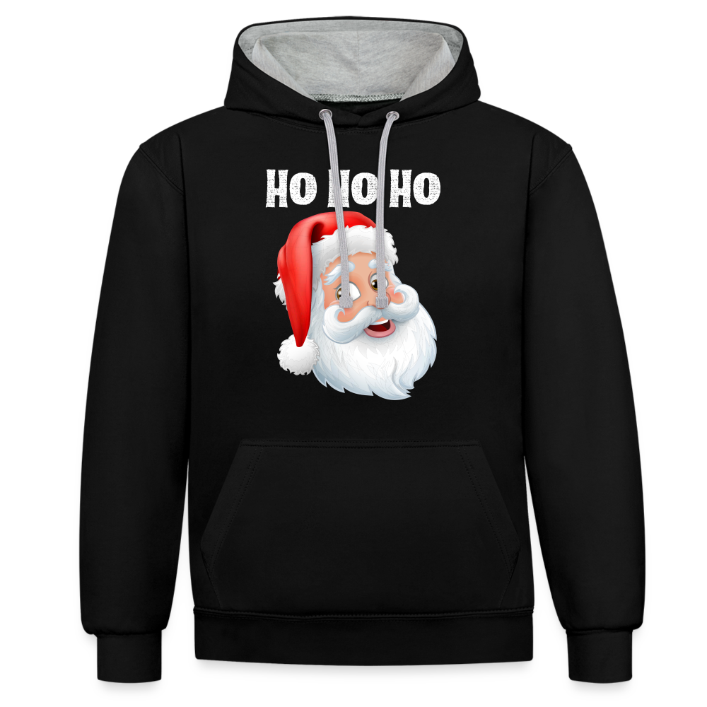 Kontrast-Hoodie - Santa Hohoho white - Schwarz/Grau meliert