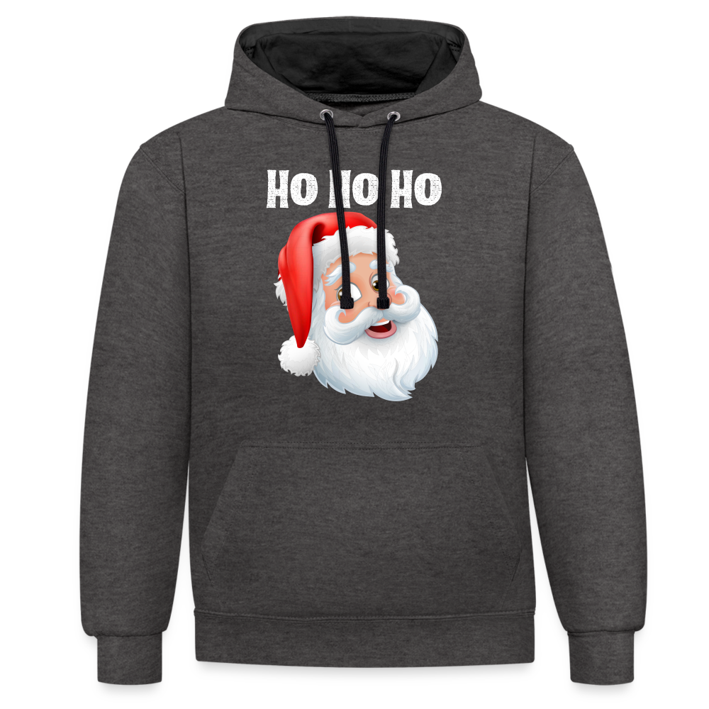 Kontrast-Hoodie - Santa Hohoho white - Anthrazit/Schwarz