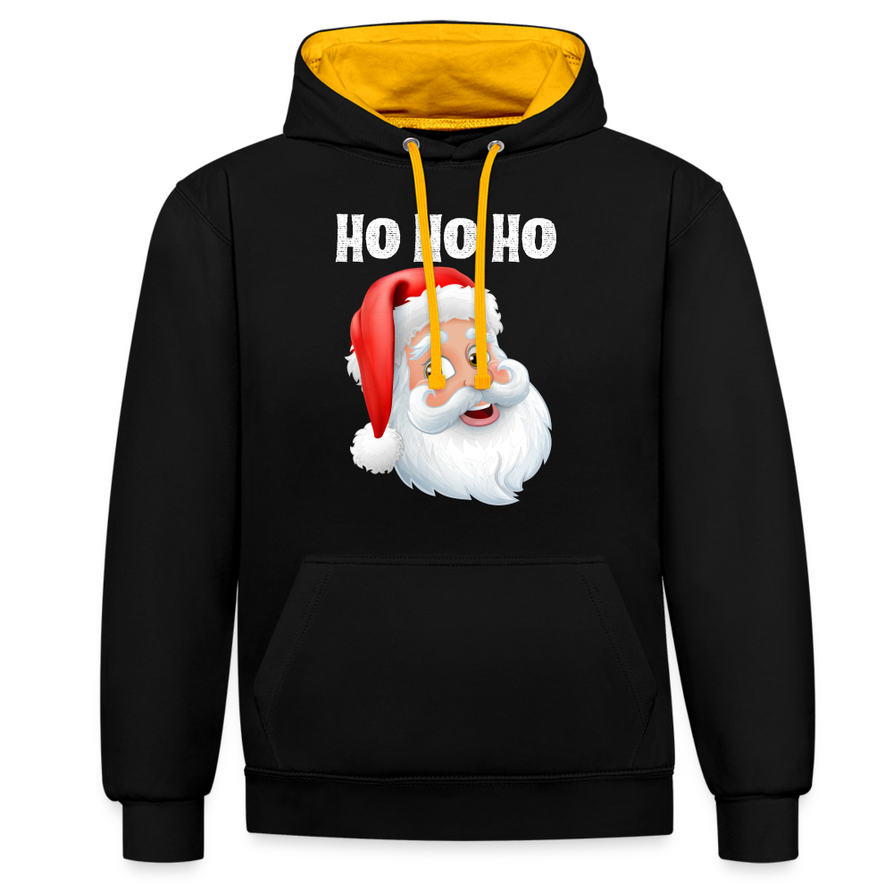 Kontrast-Hoodie - Santa Hohoho white - Schwarz/Gold