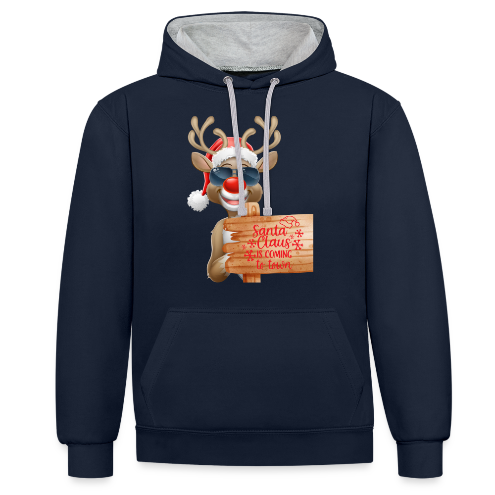 Kontrast-Hoodie - Coming to town - Navy/Grau meliert