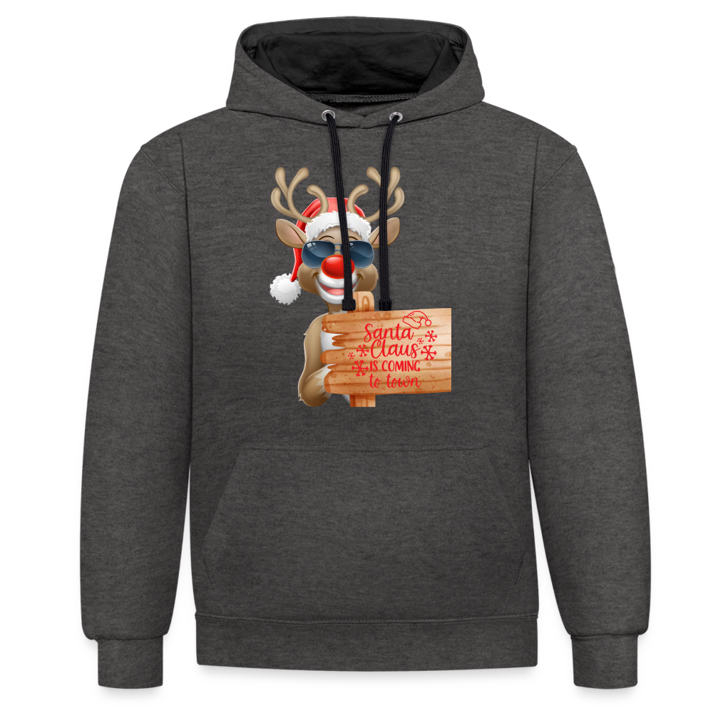 Kontrast-Hoodie - Coming to town - Anthrazit/Schwarz