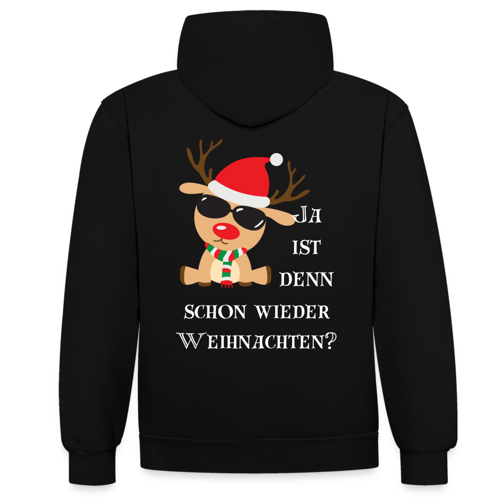 Kontrast-Hoodie - Schon wieder Weihnachten - Schwarz/Rot