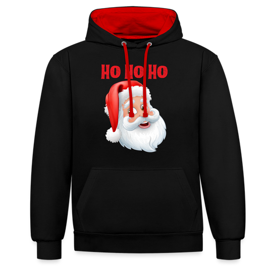 Kontrast-Hoodie - Hohoho Santa red - Schwarz/Rot