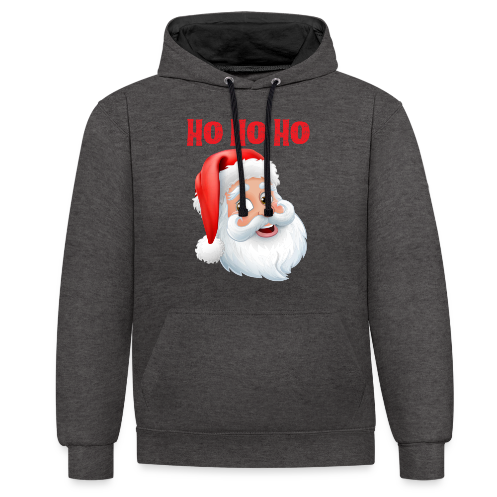 Kontrast-Hoodie - Hohoho Santa red - Anthrazit/Schwarz