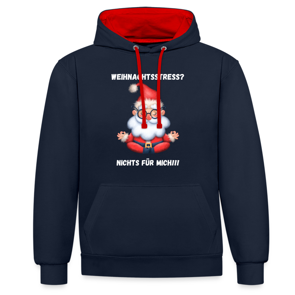 Kontrast-Hoodie - Weihnachtsstress? - Navy/Rot